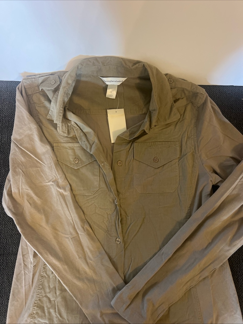 Christopher & Banks Lightweight Taupe Shirt Jacket